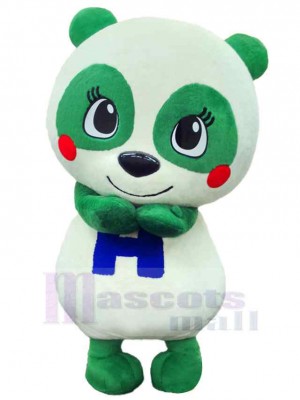 Green and White Panda Mascot Costume Animal