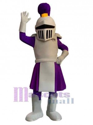 Gray and Purple Knight Mascot Costume People