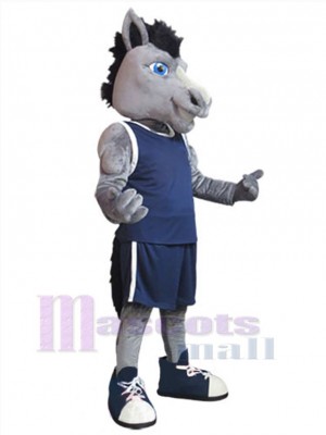 Horse with Blue Vest Mascot Costume Animal