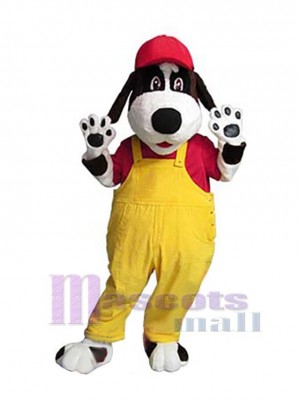 Dog with Yellow Overalls Mascot Costume Animal