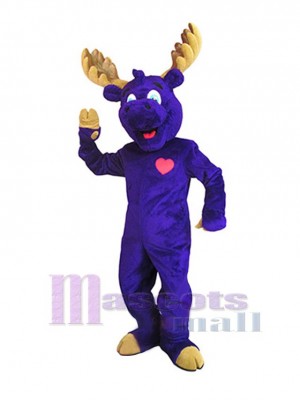 Happy Purple Moose Mascot Costume Animal