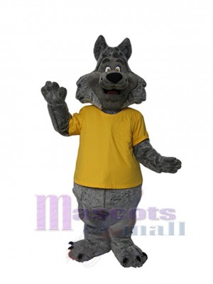 Wolf in Yellow T-shirt Mascot Costume Animal