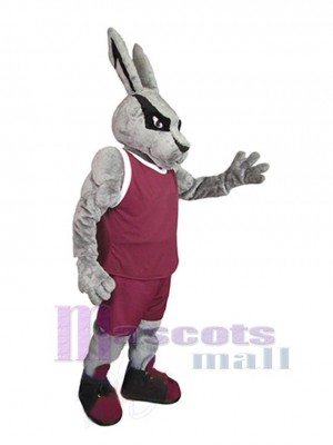 Muscle Gray Rabbit Mascot Costume Animal