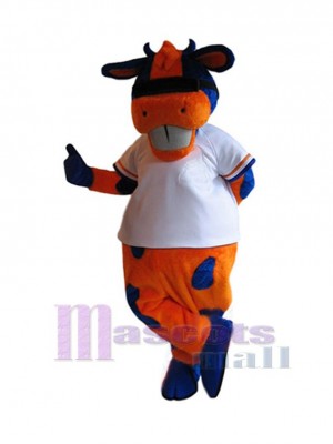 Blue and Orange Cow Mascot Costume Animal