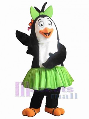 Penguin in Green Skirt Mascot Costume Ocean