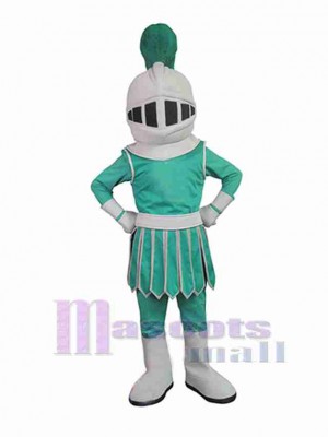 Green and Gray Knight Mascot Costume People