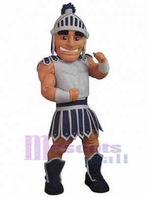 Blue and Gray Spartan Mascot Costume People