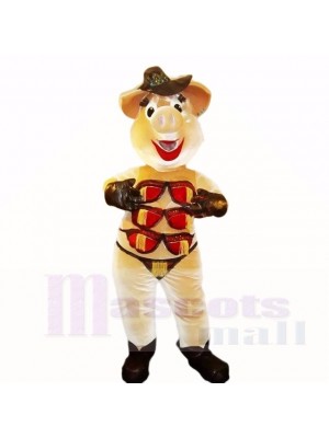 Stripper Pig with Brown Hat Mascot Costumes Cartoon
