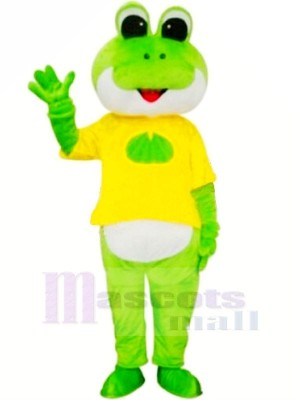 Frog with Yellow T-shirt Mascot Costumes