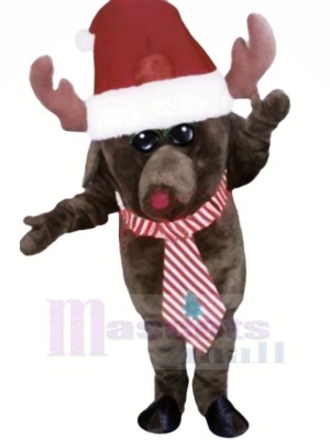 Christmas Moose with Striped Tie Mascot Costumes Animal