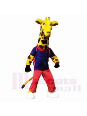 Sport Giraffe with Blue Shirt Mascot Costumes School