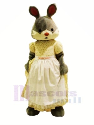 Lady Rabbit with White Dress Mascot Costumes