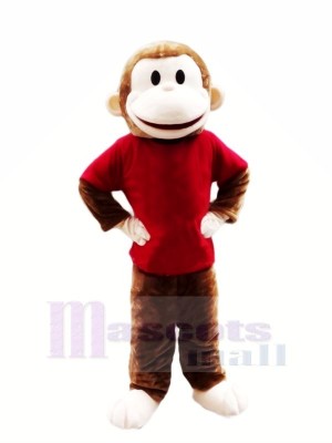 Happy Monkey with Red T-shirt Mascot Costumes Cheap