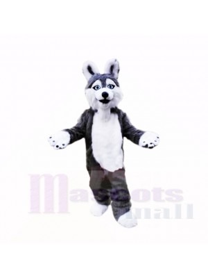 Smiling Grey Plush Husky Dog Mascot Costumes School