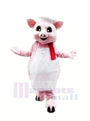 Pink Pig Chef Mascot Costumes Cartoon
