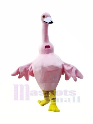 Pink Goose Mascot Costume Cartoon