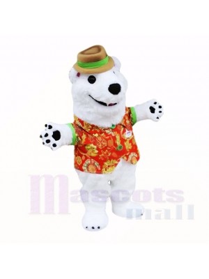 White Friendly Lightweight Polar Bear Mascot Costumes Cartoon