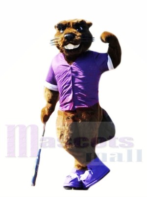 Beaver with Purple T-shirt Mascot Costumes Animal