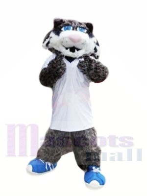 Grey Wildcat with Blue Shoes Mascot Costumes Animal