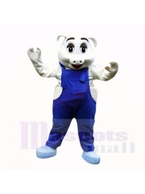 Sport Pig with Blue Overalls Mascot Costumes School