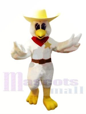 Cowboy Chicken with Yellow Hat Mascot Costumes Animal