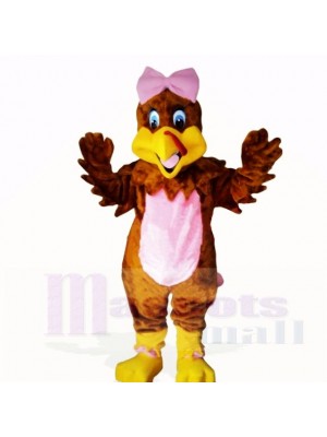 Girl Turkey with Pink BOW Mascot Costumes School