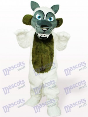 White Long Hair Wolf Animal Adult Mascot Costume