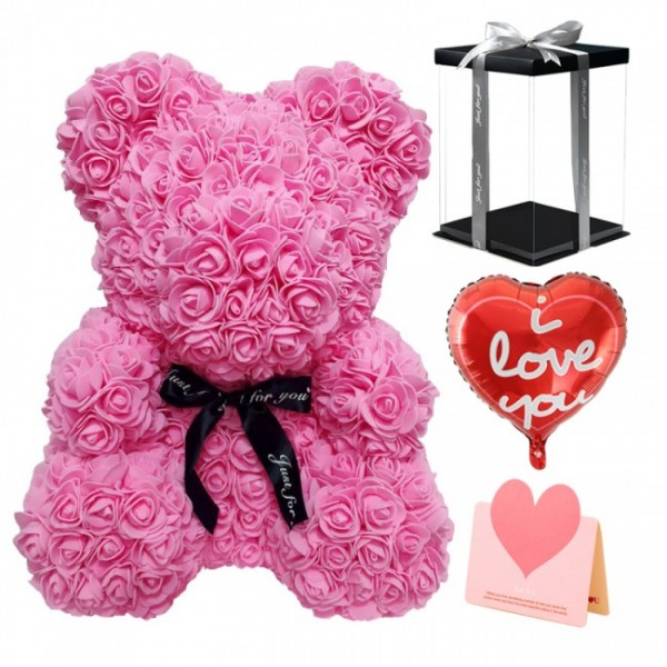 rose teddy in a box