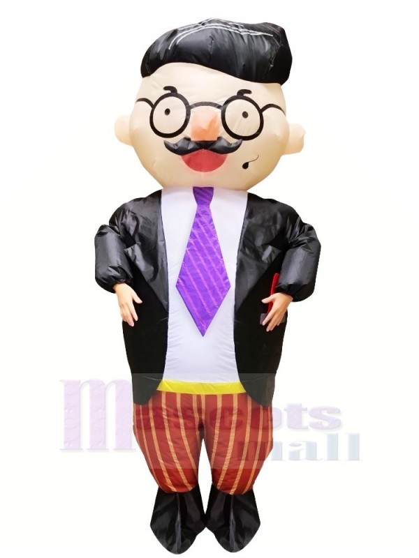 Handsome Boss with Glasses Inflatable Mascot Costumes Cartoon