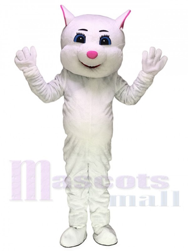Pink Ears Kitty Cat White Mascot Costumes Cartoon