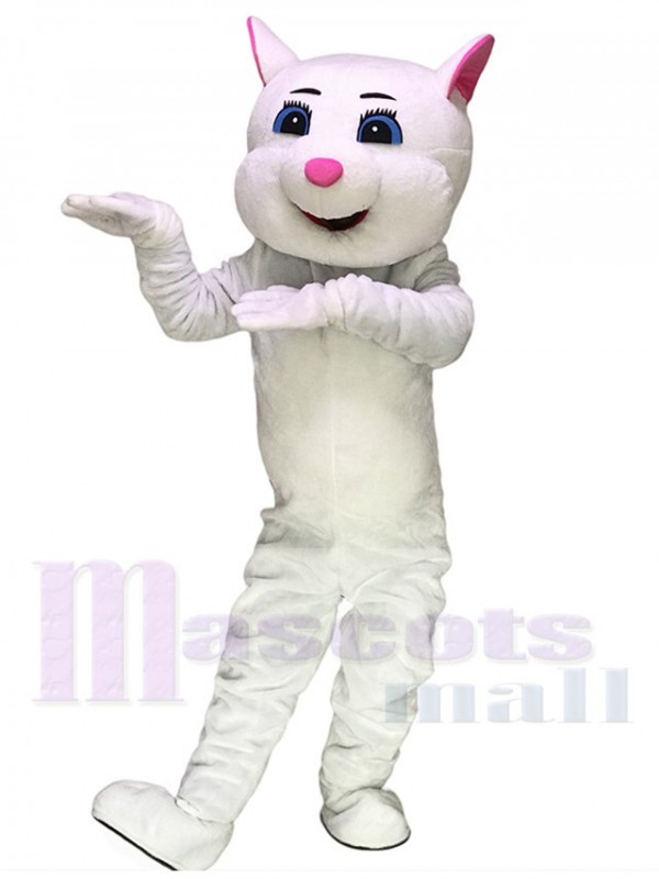 Pink Ears Kitty Cat White Mascot Costumes Cartoon