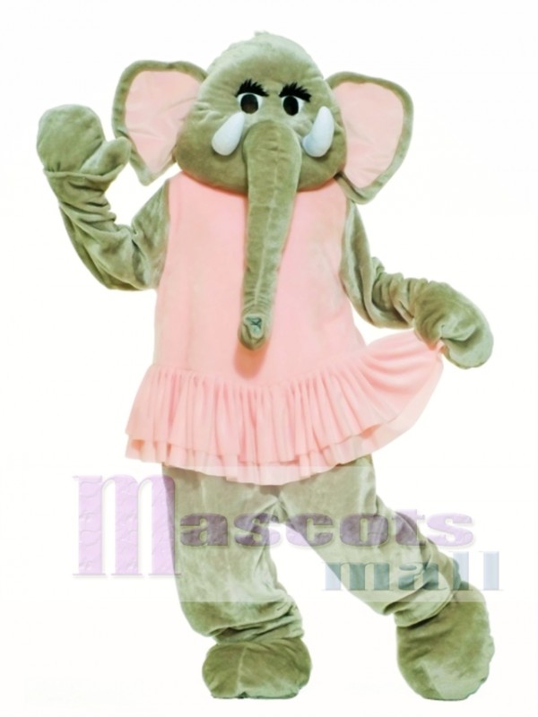 Pink Dress Elephant Mascot Costume