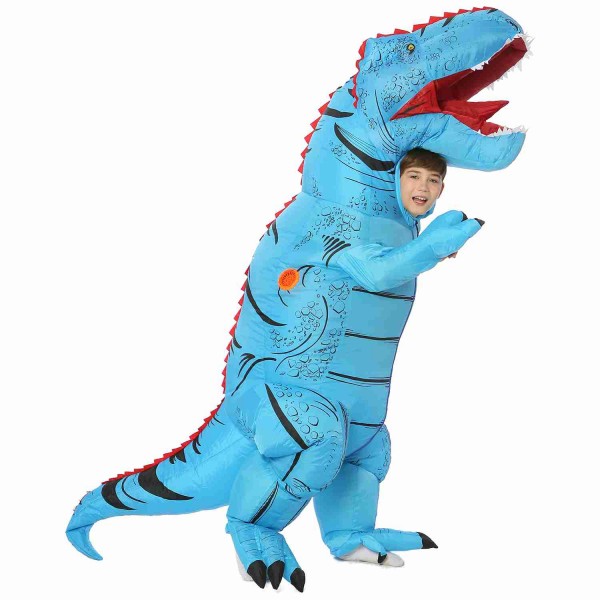 Blue T Rex Dinosaur Inflatable Costume Air Blow Up Party Suit For Adult Kid