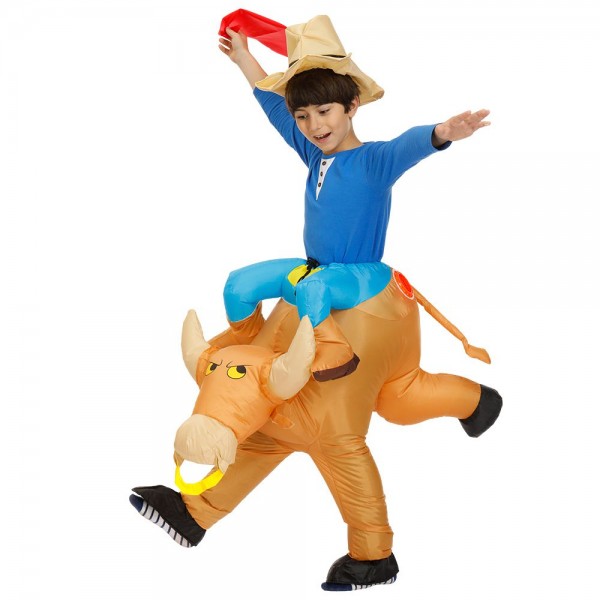 Cowboy Carry me Ride on Brown Bull Inflatable Halloween Xmas Costume ...