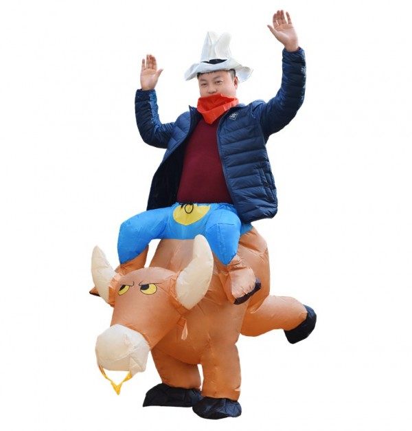 Brown Cow Carry me Ride on Inflatable Costume Halloween Xmas for Adult/Kid