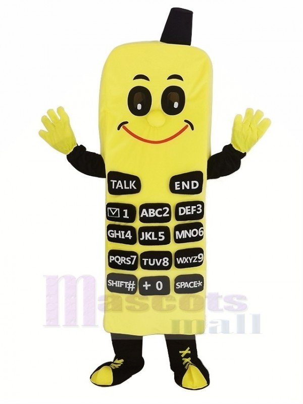 Yellow Phone Mascot Costume Cartoon