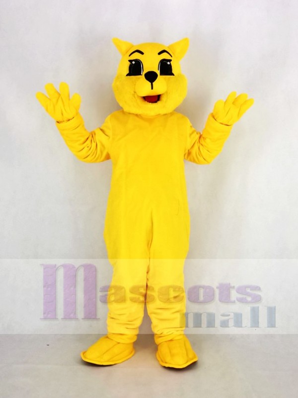 Yellow Wildcat Mascot Costume Cartoon	