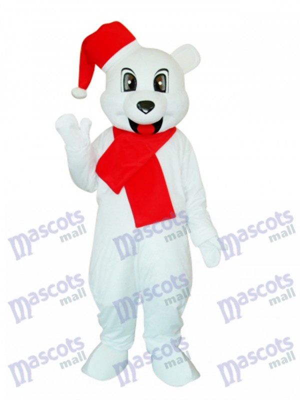 White Christmas Bear Mascot Adult Costume
