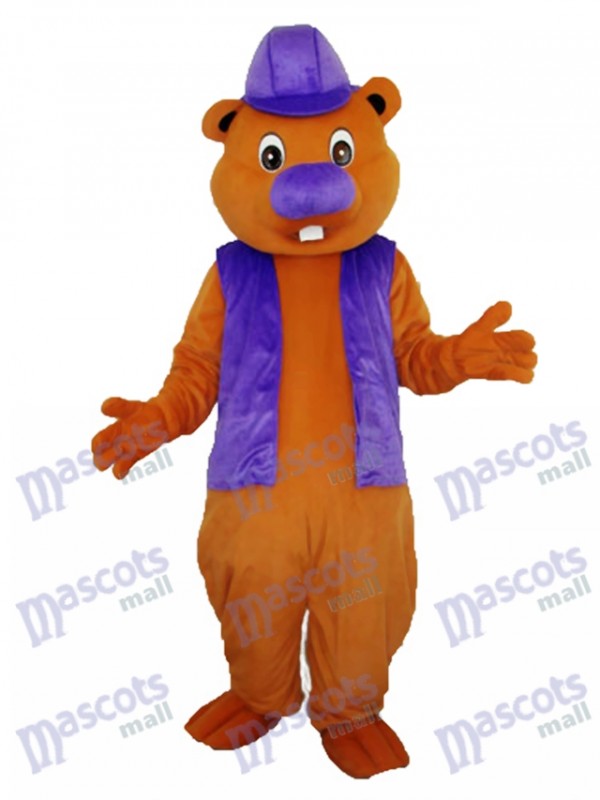 Purple Beaver Mascot Adult Costume
