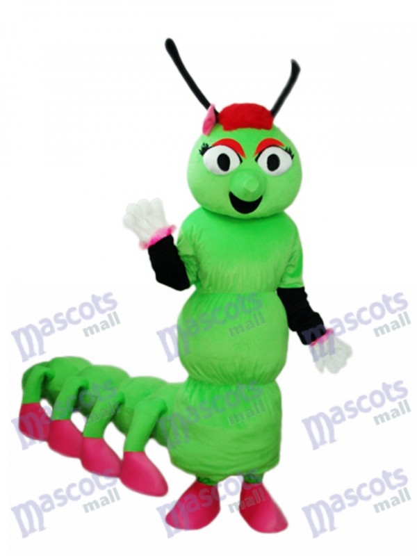Greeen Worm with Long Tail Mascot Adult Costume