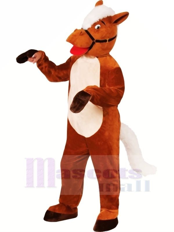 Smiling Brown Horse Mascot Costumes Cartoon	