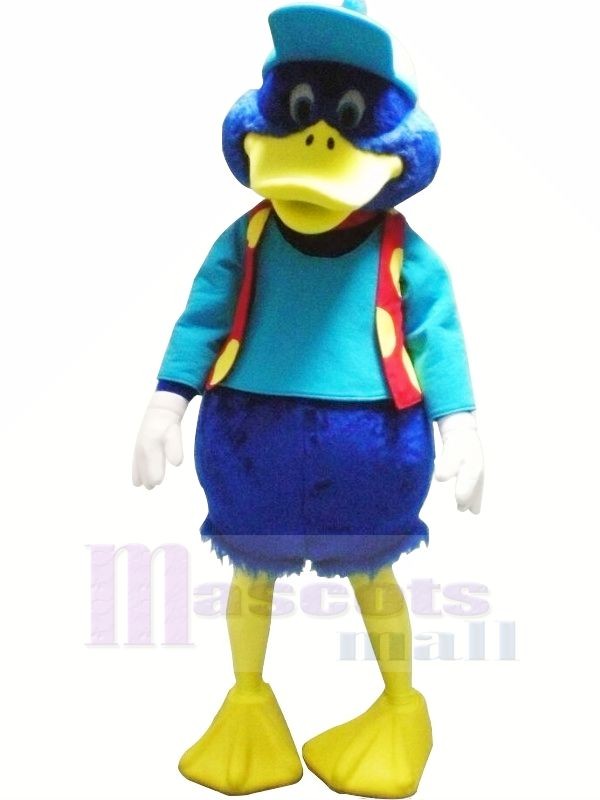 Blue Duck with Red Vest Mascot Costumes Animal