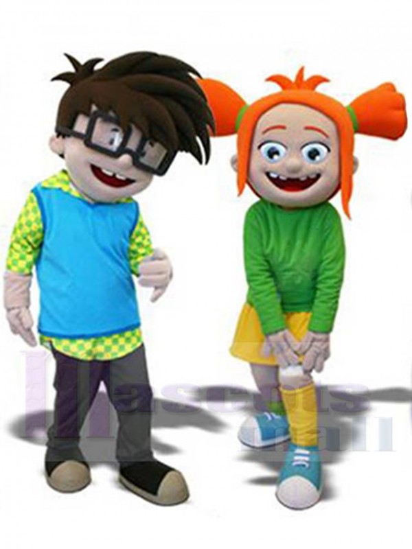 Boy and Girl mascot costume