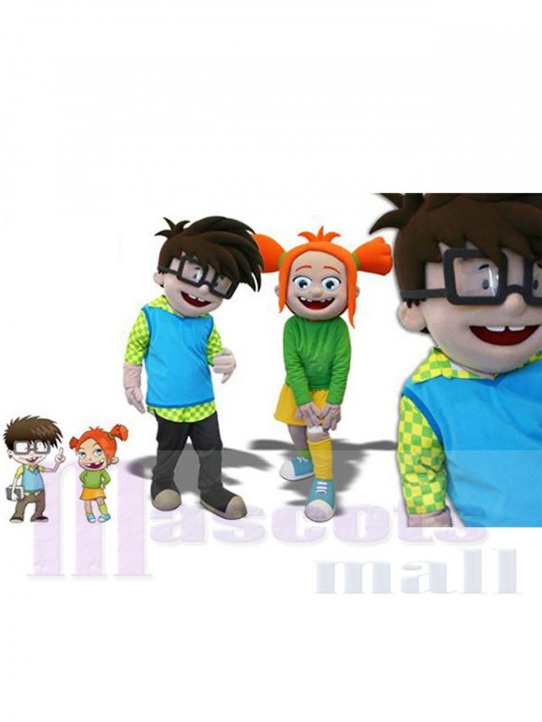Boy and Girl mascot costume