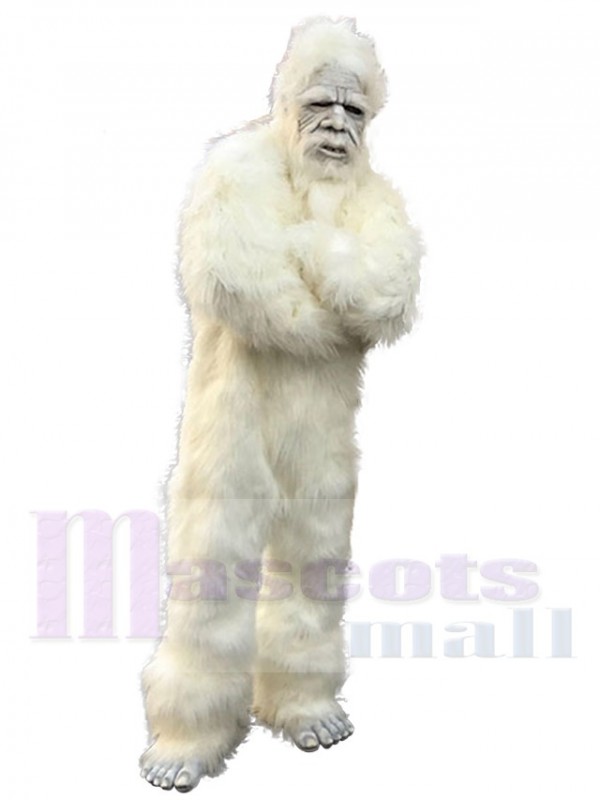 BIGGYMONKEY™ Big Furry Giant White Yeti Mascot Costume