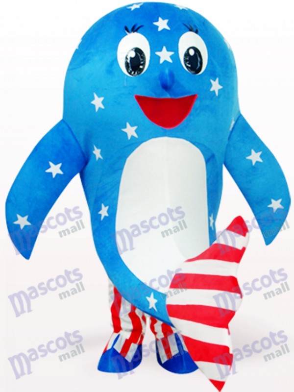 Blue American Dolphin Ocean Adult Mascot Costume