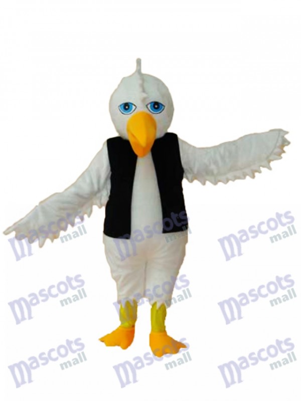 White Eagle in Black Vest Mascot Adult Costume
