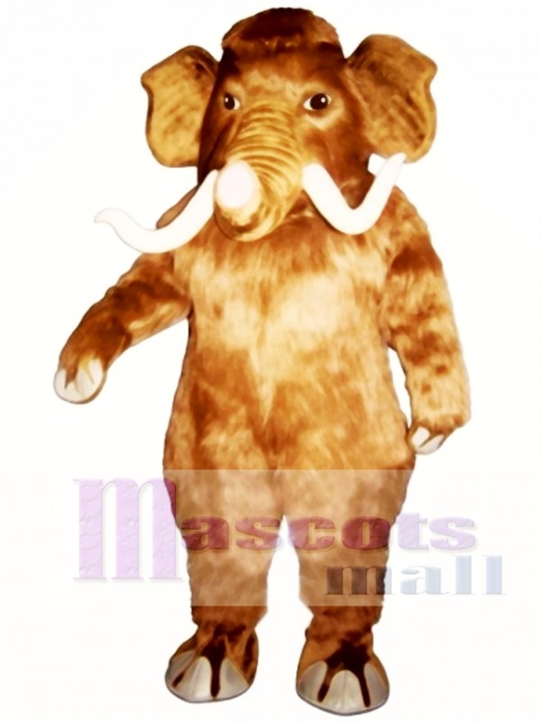 Cute Mammoth Elephant with Long Tusks Mascot Costume
