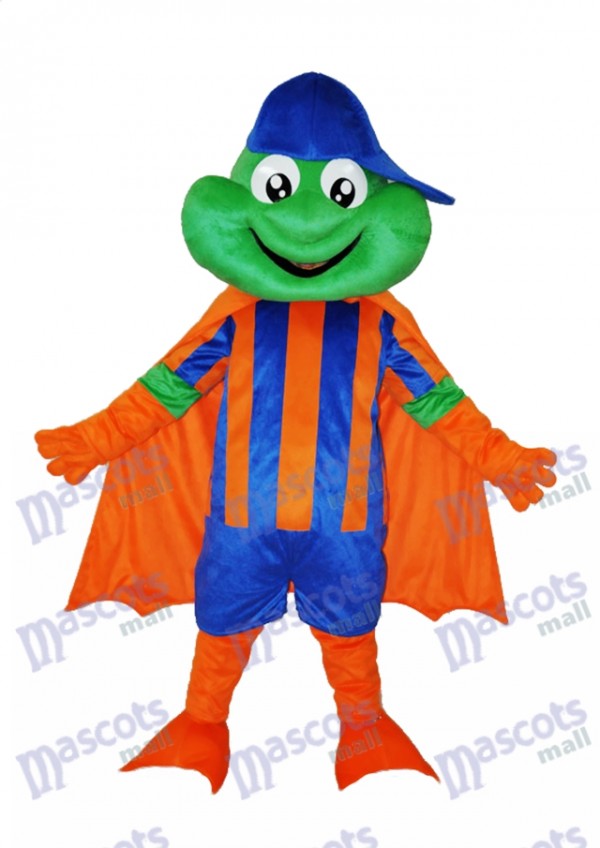 Happy Frog with Blue Hat Adult Mascot Costume