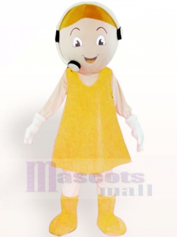 Customer Service Representative Plush Adult in Yellow Dress Mascot Costume